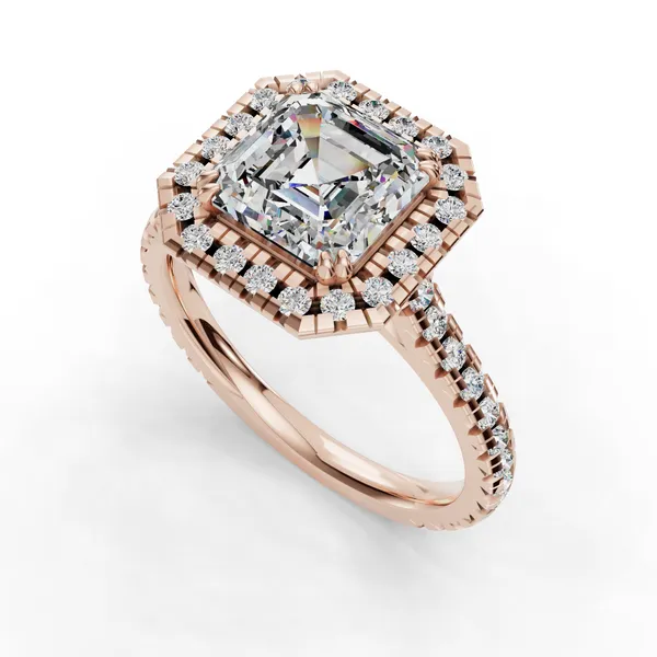18K Rose Gold Asscher Engagement Ring Setting SVS Fine Jewelry Oceanside, NY