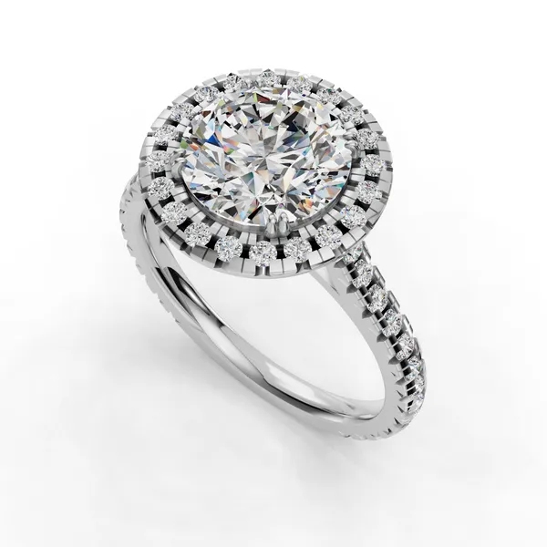 18K White Gold Round Engagement Ring Setting SVS Fine Jewelry Oceanside, NY