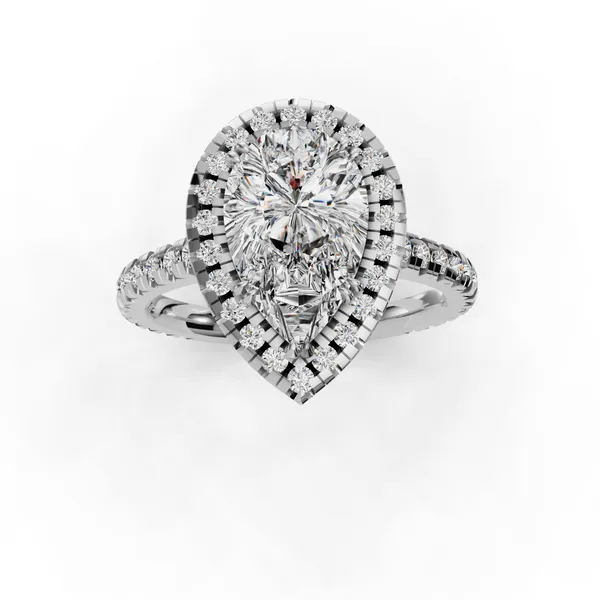 18K White Gold Pear Engagement Ring Setting Image 4 SVS Fine Jewelry Oceanside, NY