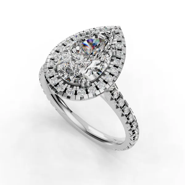 18K White Gold Pear Engagement Ring Setting SVS Fine Jewelry Oceanside, NY