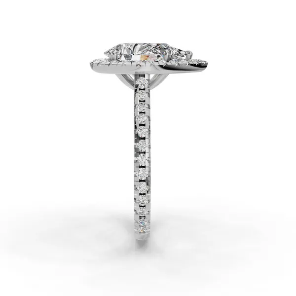 18K White Gold Pear Engagement Ring Setting Image 3 SVS Fine Jewelry Oceanside, NY