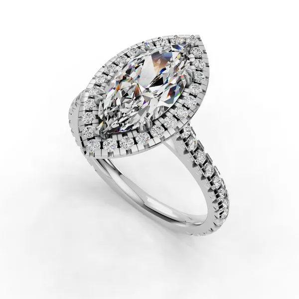 18K White Gold Marquise Engagement Ring Setting SVS Fine Jewelry Oceanside, NY
