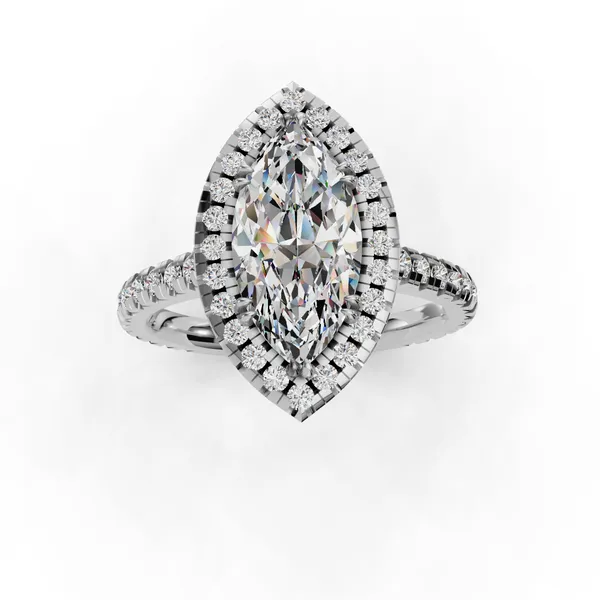 18K White Gold Marquise Engagement Ring Setting Image 4 SVS Fine Jewelry Oceanside, NY