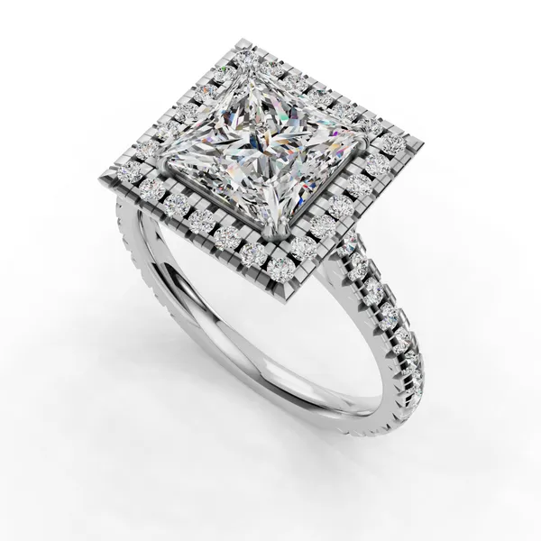 18K White Gold Princess Engagement Ring Setting SVS Fine Jewelry Oceanside, NY