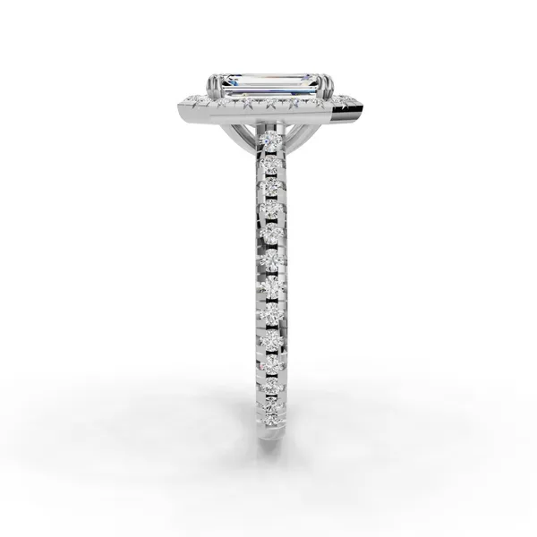 18K White Gold Emerald Engagement Ring Setting Image 3 SVS Fine Jewelry Oceanside, NY