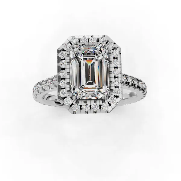 18K White Gold Emerald Engagement Ring Setting Image 4 SVS Fine Jewelry Oceanside, NY