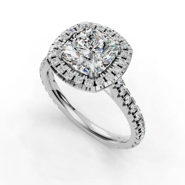 18K White Gold Cushion Engagement Ring Setting SVS Fine Jewelry Oceanside, NY