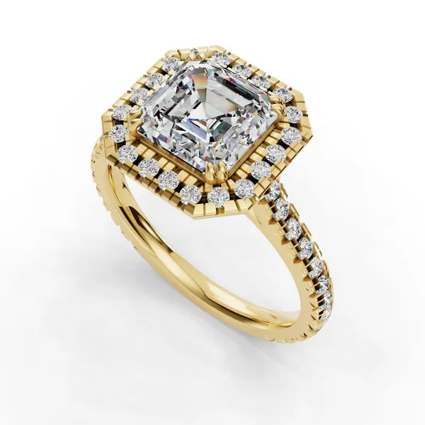 18K Yellow Gold Asscher Engagement Ring Setting SVS Fine Jewelry Oceanside, NY