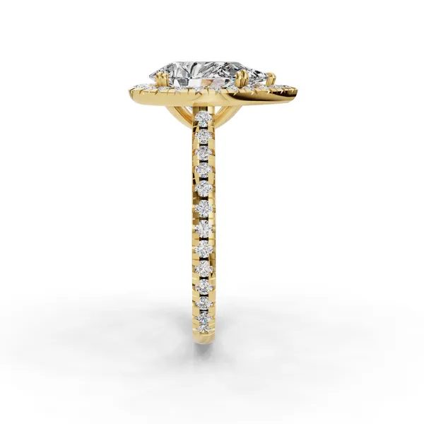 18K Yellow Gold Pear Engagement Ring Setting Image 3 SVS Fine Jewelry Oceanside, NY