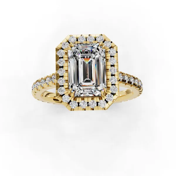 18K Yellow Gold Emerald Engagement Ring Setting Image 4 SVS Fine Jewelry Oceanside, NY