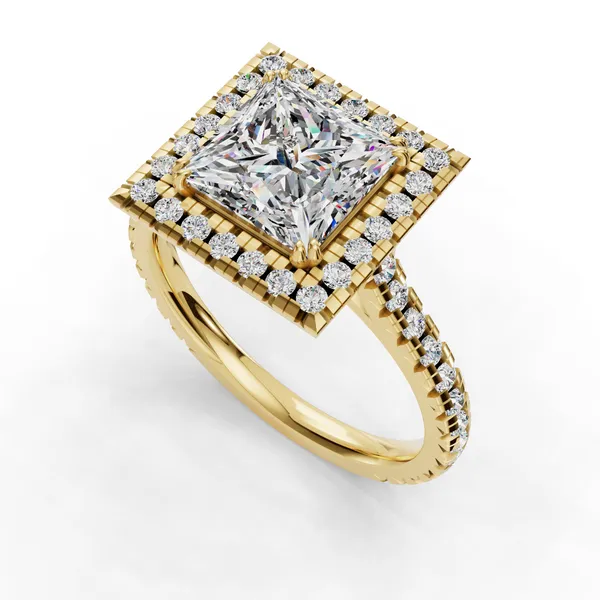 18K Yellow Gold Princess Engagement Ring Setting SVS Fine Jewelry Oceanside, NY