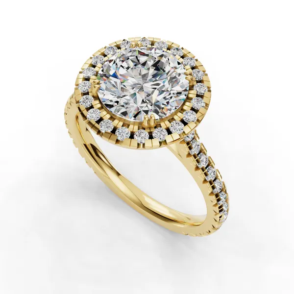 18K Yellow Gold Round Engagement Ring Setting SVS Fine Jewelry Oceanside, NY