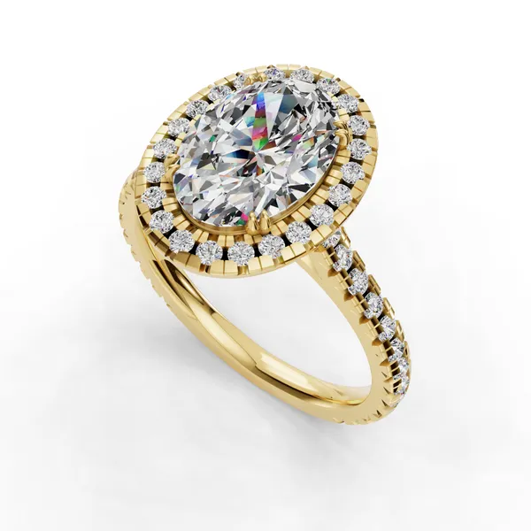 18K Yellow Gold Oval Engagement Ring Setting SVS Fine Jewelry Oceanside, NY