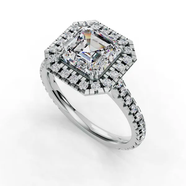 Platinum Asscher Engagement Ring Setting SVS Fine Jewelry Oceanside, NY