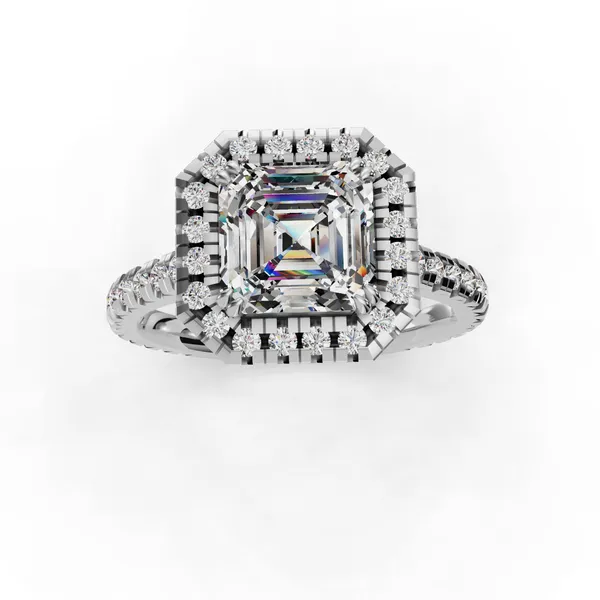 Platinum Asscher Engagement Ring Setting Image 4 SVS Fine Jewelry Oceanside, NY