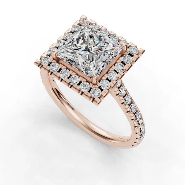 14K Rose Gold Princess Engagement Ring Setting SVS Fine Jewelry Oceanside, NY