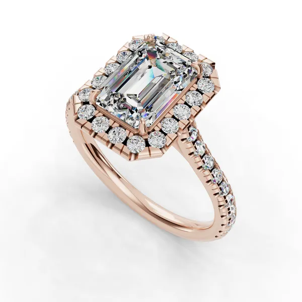 14K Rose Gold Emerald Engagement Ring Setting SVS Fine Jewelry Oceanside, NY