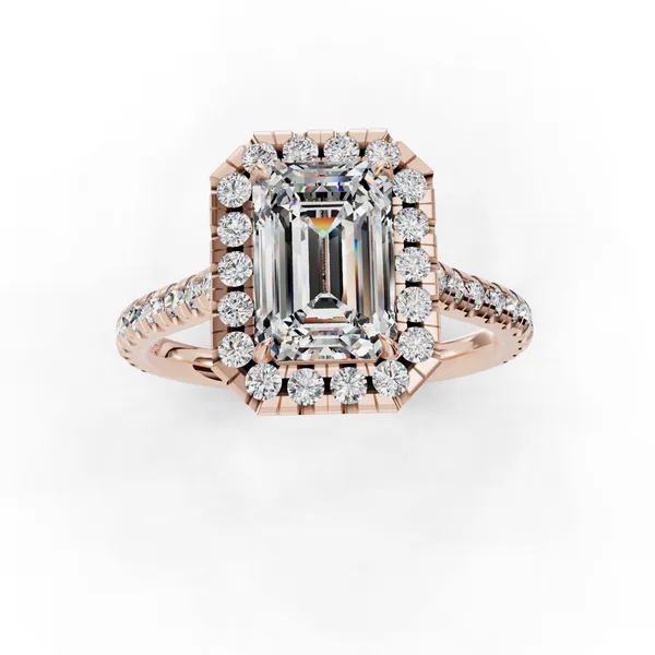 14K Rose Gold Emerald Engagement Ring Setting Image 4 SVS Fine Jewelry Oceanside, NY