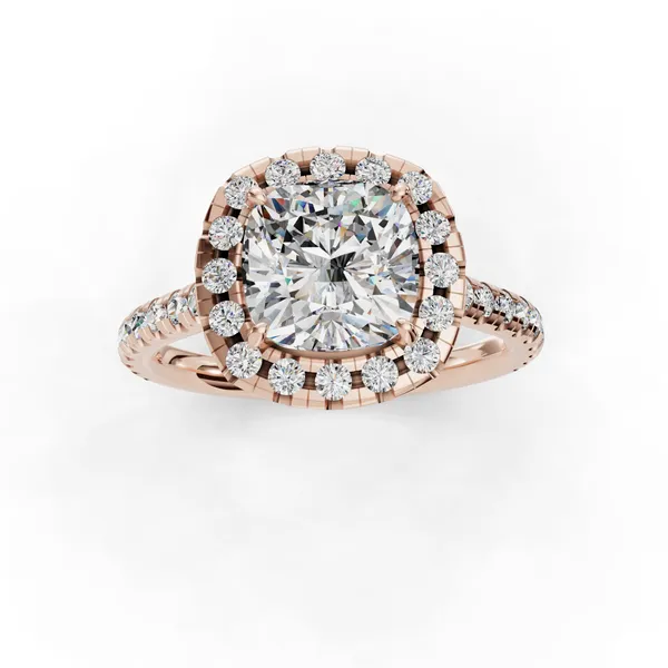 14K Rose Gold Cushion Engagement Ring Setting Image 4 SVS Fine Jewelry Oceanside, NY