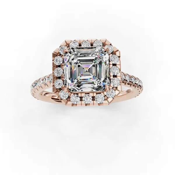 14K Rose Gold Asscher Engagement Ring Setting Image 4 SVS Fine Jewelry Oceanside, NY