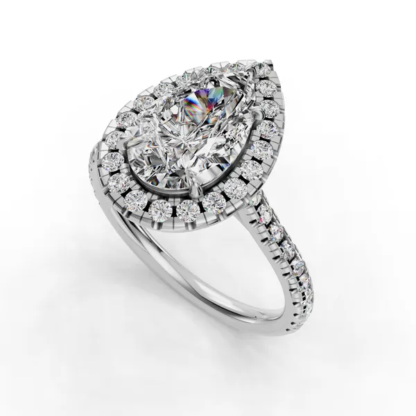 14K White Gold Pear Engagement Ring Setting SVS Fine Jewelry Oceanside, NY