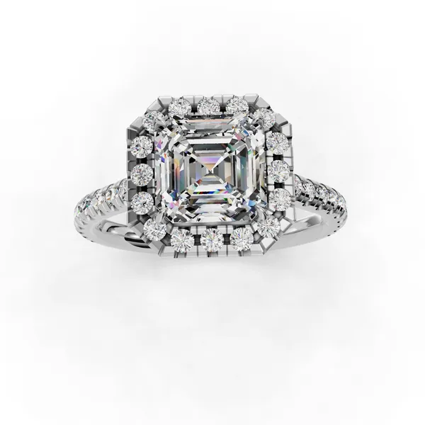 14K White Gold Asscher Engagement Ring Setting Image 4 SVS Fine Jewelry Oceanside, NY