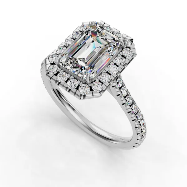 14K White Gold Emerald Engagement Ring Setting SVS Fine Jewelry Oceanside, NY