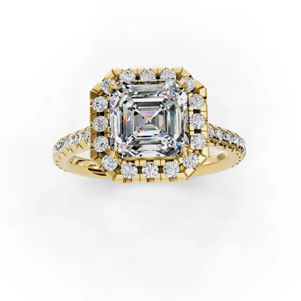 14K Yellow Gold Asscher Engagement Ring Setting Image 4 SVS Fine Jewelry Oceanside, NY