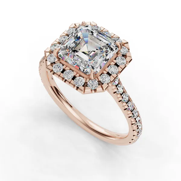 18K Rose Gold Asscher Engagement Ring Setting SVS Fine Jewelry Oceanside, NY