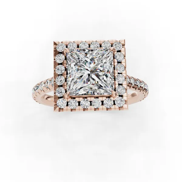 18K Rose Gold Princess Engagement Ring Setting Image 4 SVS Fine Jewelry Oceanside, NY