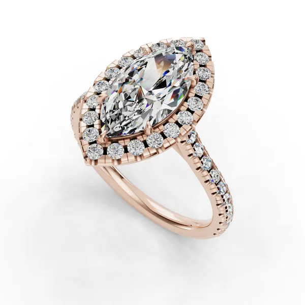 18K Rose Gold Marquise Engagement Ring Setting SVS Fine Jewelry Oceanside, NY