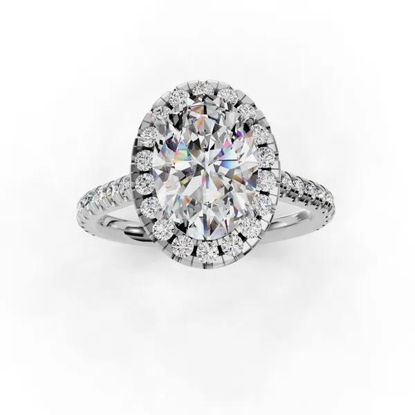 18K White Gold Oval Engagement Ring Setting Image 4 SVS Fine Jewelry Oceanside, NY