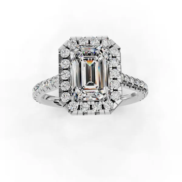 18K White Gold Emerald Engagement Ring Setting Image 4 SVS Fine Jewelry Oceanside, NY