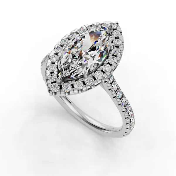 18K White Gold Marquise Engagement Ring Setting SVS Fine Jewelry Oceanside, NY