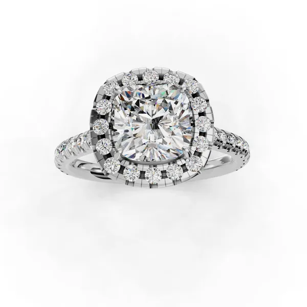 18K White Gold Cushion Engagement Ring Setting Image 4 SVS Fine Jewelry Oceanside, NY