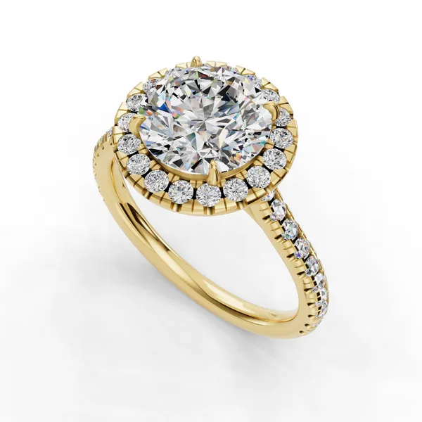 18K Yellow Gold Round Engagement Ring Setting SVS Fine Jewelry Oceanside, NY