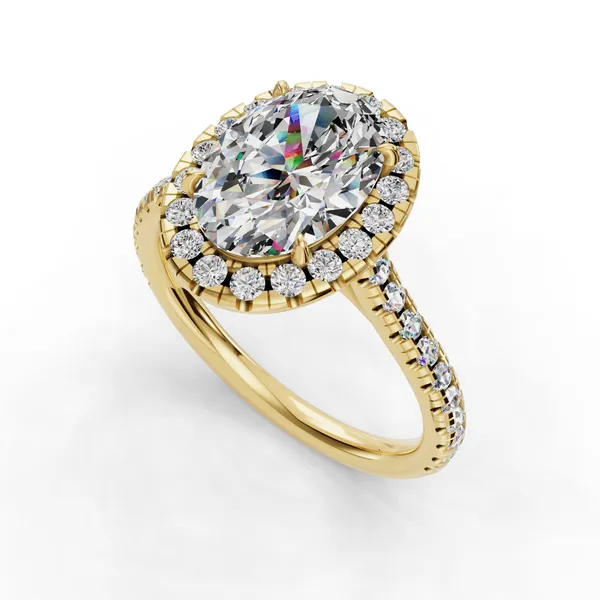 18K Yellow Gold Oval Engagement Ring Setting SVS Fine Jewelry Oceanside, NY