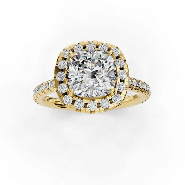 18K Yellow Gold Cushion Engagement Ring Setting Image 4 SVS Fine Jewelry Oceanside, NY