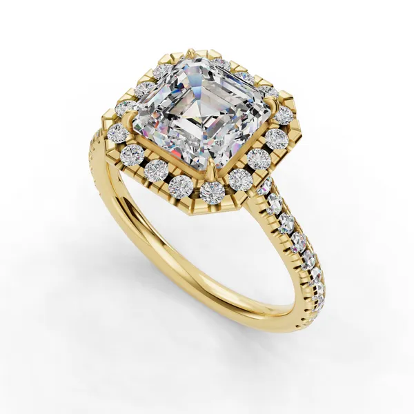 18K Yellow Gold Asscher Engagement Ring Setting SVS Fine Jewelry Oceanside, NY