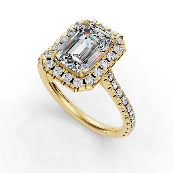 18K Yellow Gold Emerald Engagement Ring Setting SVS Fine Jewelry Oceanside, NY