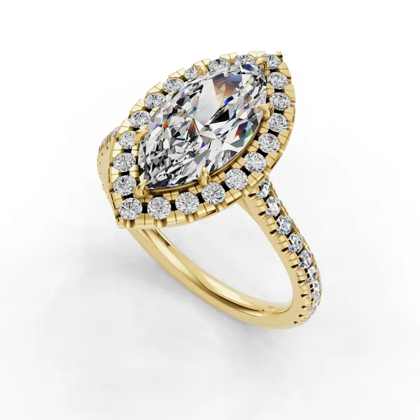 18K Yellow Gold Marquise Engagement Ring Setting SVS Fine Jewelry Oceanside, NY