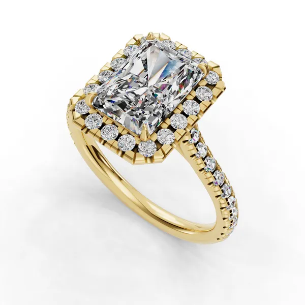 18K Yellow Gold Radiant Engagement Ring Setting SVS Fine Jewelry Oceanside, NY