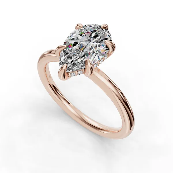 14K Rose Gold Pear Engagement Ring Setting SVS Fine Jewelry Oceanside, NY