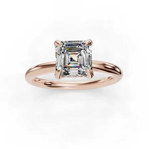 14K Rose Gold Asscher Engagement Ring Setting Image 4 SVS Fine Jewelry Oceanside, NY