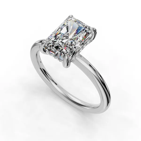 14K White Gold Radiant Engagement Ring Setting SVS Fine Jewelry Oceanside, NY