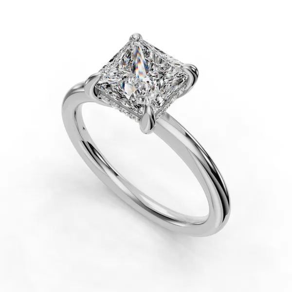 14K White Gold Princess Engagement Ring Setting SVS Fine Jewelry Oceanside, NY