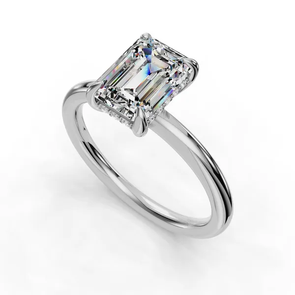 14K White Gold Emerald Engagement Ring Setting SVS Fine Jewelry Oceanside, NY