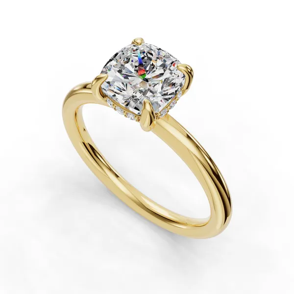 14K Yellow Gold Cushion Engagement Ring Setting SVS Fine Jewelry Oceanside, NY