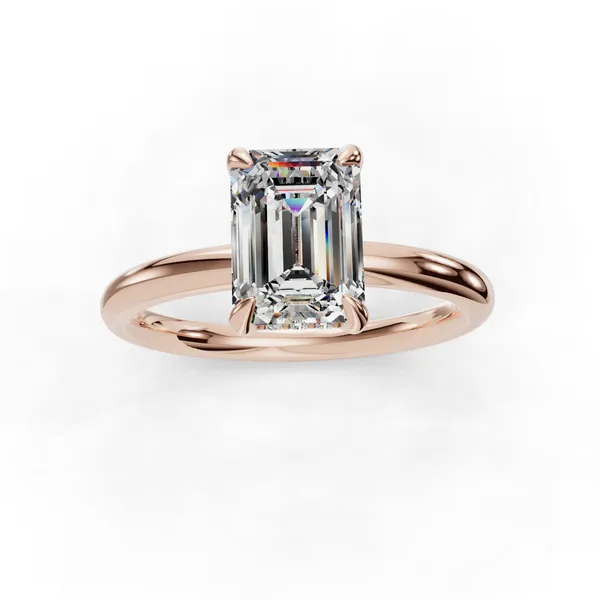 18K Rose Gold Emerald Engagement Ring Setting Image 4 SVS Fine Jewelry Oceanside, NY