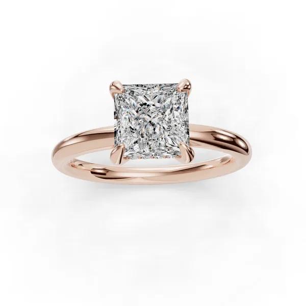 18K Rose Gold Princess Engagement Ring Setting Image 4 SVS Fine Jewelry Oceanside, NY
